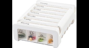 Pillendoos Anabox Compact - Voor 1 week, 4 vakken per dag - Wit - Adhome