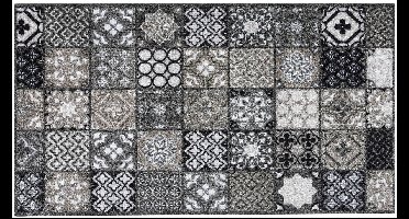 MD Entree - Design mat - Universal - Portugese Tiles Grey - Vloerkleed - Antislip - Machine wasbaar - 67 x 120 cm