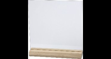 Glazen plaat met houten voet, afm 15,5x15,5 cm, dikte 28 mm, 10 set
