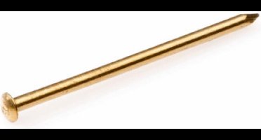 Draadnagel. 1.8x30mm. lang. 40 gram. messing. Bolkop. Homefix. Spijker.