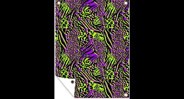 Tuin decoratie Dierenprint - Patronen - Paars - Neon - 30x40 cm - Tuindoek