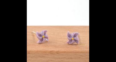 Gading® meisjes porselein oorknopjes met lila molen- dames oorknoppen - 10mm- zilver 925