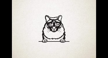 Balinees - Balinese - Kat - Poes - S - 39x43cm - Zwart - wanddecoratie