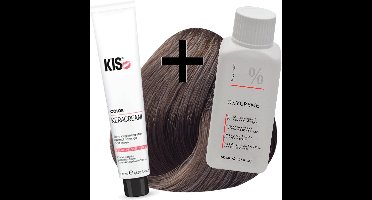 KIS haarverfset - 7A Middel asblond  - haarverf & waterstofperoxide
