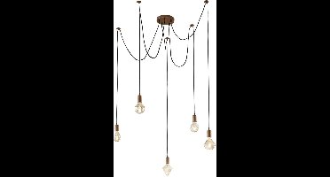 TRIO CORD - Hanglamp - Koper antiek - excl. 5x E27 4 W - Plafondbevestiging - In hoogte verstelbaar