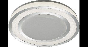LED Plafondlamp - Torna Noruno - 45W - Aanpasbare Kleur - Dimbaar - Afstandsbediening - Sterlicht - Rond - Mat Chroom - Kunststof