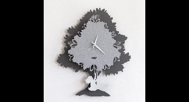 Arti - Mestieri - klok - metalen - wandklok - meisje - op - schommel - grijs