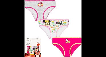 3 Pack Meisjes slips - Minnie Mouse - Roze-Wit-Grijs - M aat 6/8 jaar