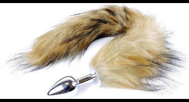 Butt Plug - Donzige Lange plug - Bruin - XL