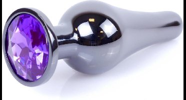 Power Escorts - Groot Formaat Butt plug 9.5 cm - vette Dia 3 cm - Super Stijlvol Dark Silver kleur met Paars- Anaal plug - Opwindend en Stimulerend - Gemakkelijk gebruikbaar - Handige verpakking