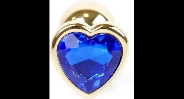 Power Escorts - Anale plug - Met super Romantische Hartjes design - Goud met Donker Blauwe Steen - Goed Formaat 7 cm lengte - Dia 2.3 cm - Super opwindend - Gemakkelijk gebruikbaar - Handige verpakking - Anal plug