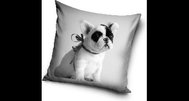 Hond met strik - Sierkussen Kussen 40 x 40 cm inclusief vulling