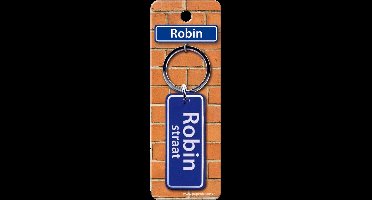 Paper Dreams Sleutelhanger Straatnaam Robin 9 Cm Staal Blauw