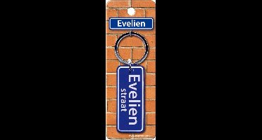 Paper Dreams Sleutelhanger Straatnaam Evelien 9 Cm Staal Blauw