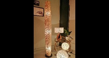 Staande lamp Vloerlamp Handgemaakt Decoratie woonkamer slaapkamer Design  cone gold capiz shell parelmoer schelp 150 cm