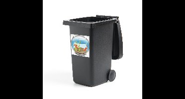 Container sticker Goudvis illustratie - Een illustratie van twee goudvissen in een kom Klikosticker - 40x40 cm - kliko sticker - weerbestendige containersticker