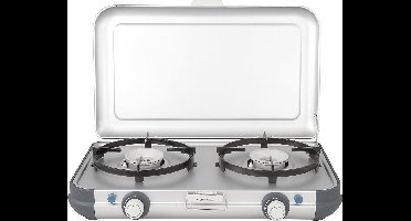 Campingaz Camping Kitchen 2 CV PZ Camping kooktoestel - 2 pits camping gas kooktoestel - 2x 2000 Watt - Piezo ontsteking - werkt op Campingaz CV470+ gascartouche - lichtgewicht camping kooktoestel 2 pits - voor 2 pannen van 24 cm - zilvergrijs