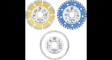 BGS - Diamant Slijpschijf - Doorslijpschijf Set - 3 stuks -Steen - Droog en Nat slijpen -  Ø 115 mm - BGS50840
