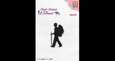 SIL067 Clear stamp Nellie Snellen - stempel man met rugzak - trekken en wandelen in de natuur - Men things Backpacker