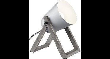 LED Tafellamp - Tafelverlichting - Torna Maryla - E27 Fitting - Rond - Mat Grijs - Hout