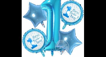 Ballonboeket 1e verjaardag jongen, 5 delig kindercrea