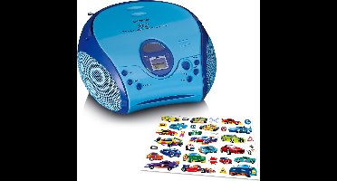 Lenco Draagbare Radio CD Speler voor Kinderen - Stereo FM Radio en AUX - Met kleurrijk stickervel - Werkt op batterijen - SCD-24 KIDS Blauw