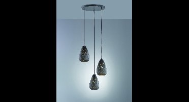TRIO ONYX - Hanglamp - Antraciet - excl. 3x E27 4 W - Plafondbevestiging - In hoogte verstelbaar