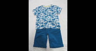 Noukies' - Kledingset - Jongens - Tshirt + short in blauw - 2 jaar 92