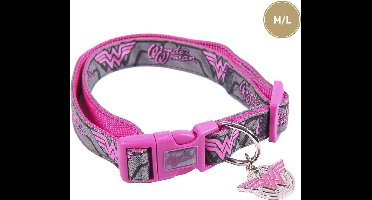 Honden Halsband - WONDER WOMAN - M/L (Lengte 35-55cm - Breedte 2cm)