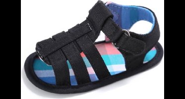 Zwarte sandalen | zomer schoenen | baby jongens | antislip zachte zool | 0 tot 6 maanden | maat 18 | baby accessoires