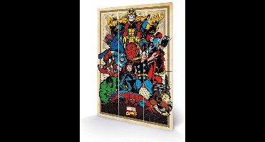 Marvel Comics Officiele Retro Avengers in Actie - Houten Wandbord 20 X 29.5 cm