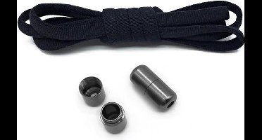 Elastische schoenveters - metalen sluiting - zwart