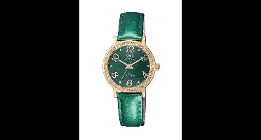 Mooi dames horloge Q&Q groen / goudkleurig QZ15J105Y