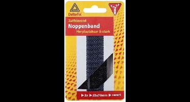 DELTAFIX noppenband | zelfklevend | 2-delig | herplaatsbaar | 70 x 25 mm | zwart