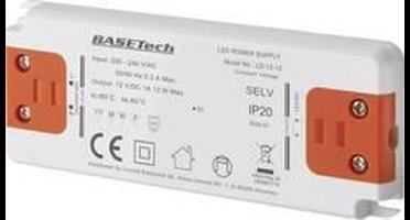 Basetech LD-12-12 LED-transformator Constante spanning 12 W 1 A Geschikt voor meubels, Overspanning, Montage op ontvlam