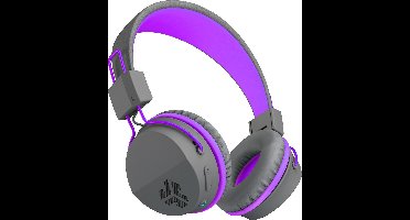 JLAB Jbuddies kinder Koptelefoon Draadloos – Koptelefoon kinderen geluidsdempend – Gehoorbescherming kinderen – Volumelimiet 84 dB – 24 uur batterijduur – Bluetooth - Grijs/Paars