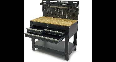 Werkbank met 3 Laden, Achterwand, LED Verlichting en Stekkerdoos