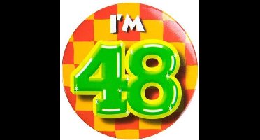 Paper Dreams Button I'm 48 Staal 5,5 Cm Rood/geel/groen