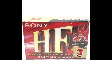 SONY HF 60 position normal Cassettebandjes 3 Pack - Uiterst geschikt voor alle opnamedoeleinden / Sealed Blanco Cassettebandje / Cassettedeck / Walkman.