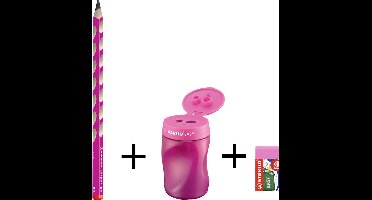 STABILO school set EASYgraph voor rechtshandige kinderen (potlood + slijper + gom) - roze assortiment