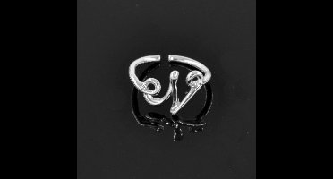 Gading® Dames Ring met letter "N"- vrouwen zilverkleurig letter Ringen- Vriendschapsring - Relatie Ringen