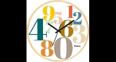 Fisura Wandklok Numbers 30 Cm Glas/hout Wit/beige