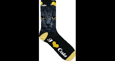 Plenty Gifts Sokken Black Cat Eyes Polyester Zwart Maat 31-36