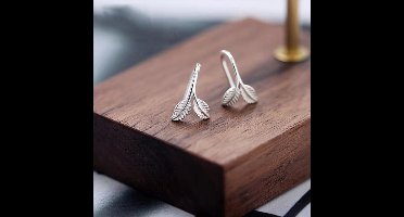 Gading® Oorknopjes zilver dames - Oorknoppen met Twee blaadjes - veer-Zilveren 925-8mm