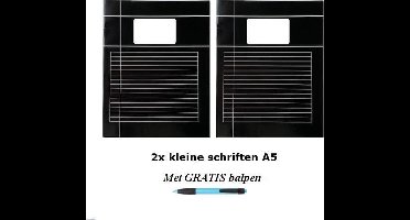 Schriften klein A5 lijntjes - Met Kantlijn - Set van 2 stuks - Zwart - Met GRATIS balpen