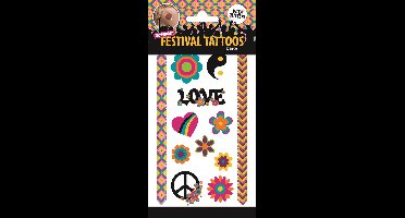 Festival Tattoos met glitter - Tijdelijke Tattoo - Body Glitter - Plak Tattoos - Nep Tattoo - Zomer Tattoo - Stand Tattoo - Fake Tattoo - Kinderen en volwassenen - 1 Vel met 12 tattoos