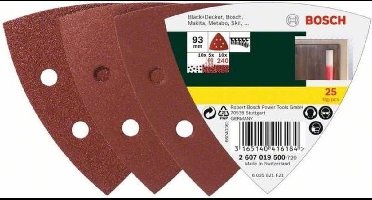 Bosch 25-delige schuurbladenset voor deltaschuurmachines - korrel 60; 120; 240