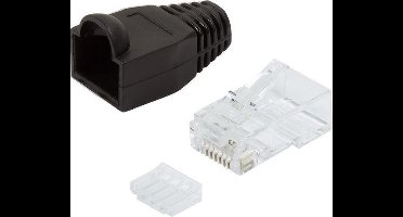 RJ45 krimp connectoren (UTP) voor CAT6 netwerkkabel (flexibel) - 100 stuks (incl. huls) / zwart