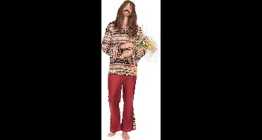 Vegaoo - Bordeaux rood hippie kostuum voor mannen