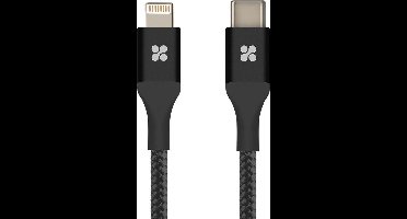 Promate UNILINK-LTC2.BLACK USB-C naar Lightning kabel - 5V, 2.4A - 160Mbps - 2m - Zwart